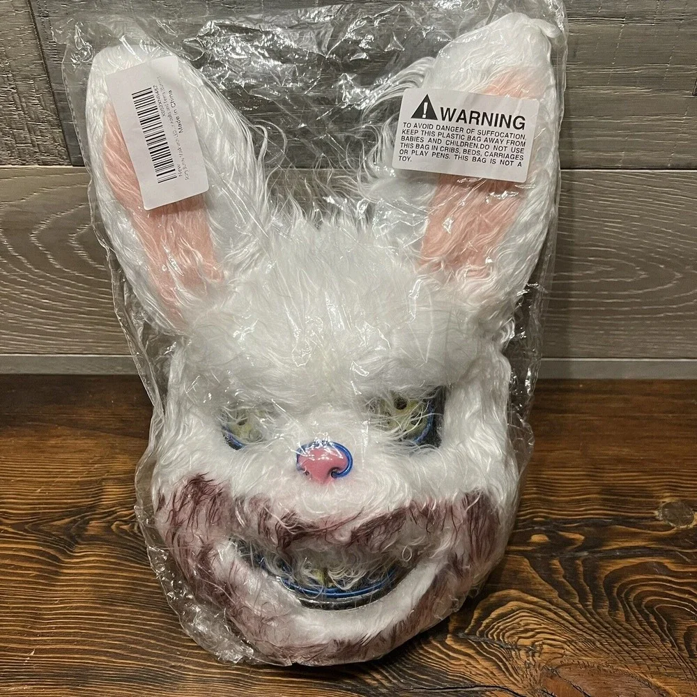 Cosplay Rabbit Mask‎ Halloween Scary Bunny Bloody Plush Animal Head Tested Props